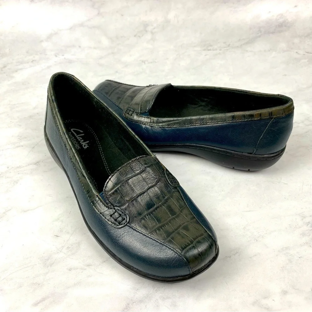 Clarks Bendables Alligator Leather Slip On Flats‎ Loafers Shoes Size 6M (NWOT)