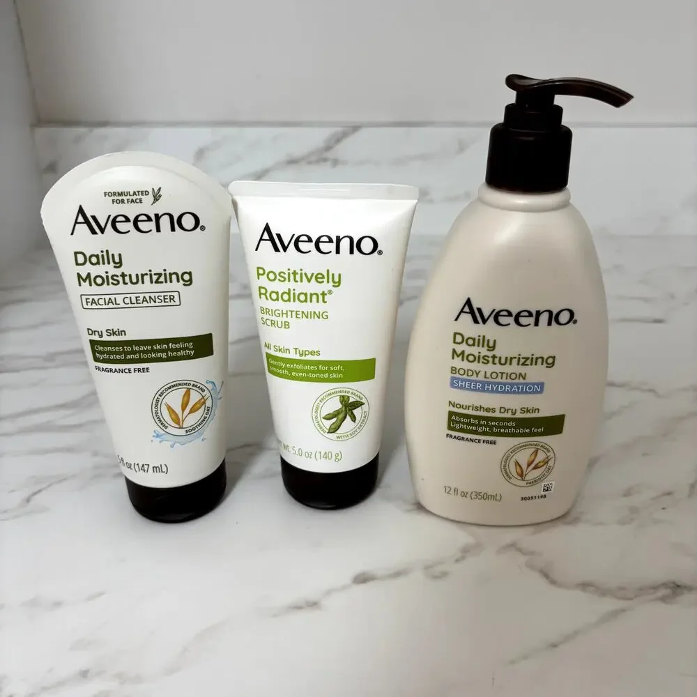 Lot of 3 Aveeno Lotion Facial Cleanser and Scrub