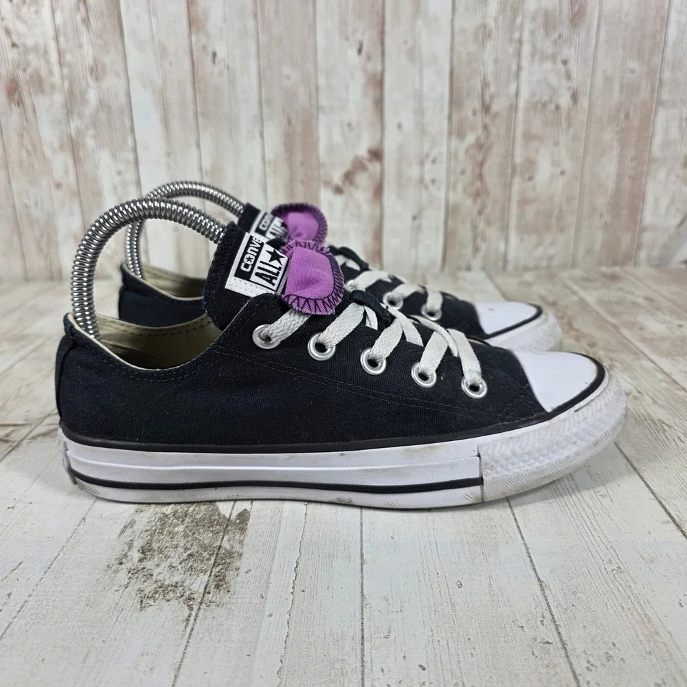 Converse Chuck Taylor All Star Double Tongue Black Purple Sneakers Womens 6