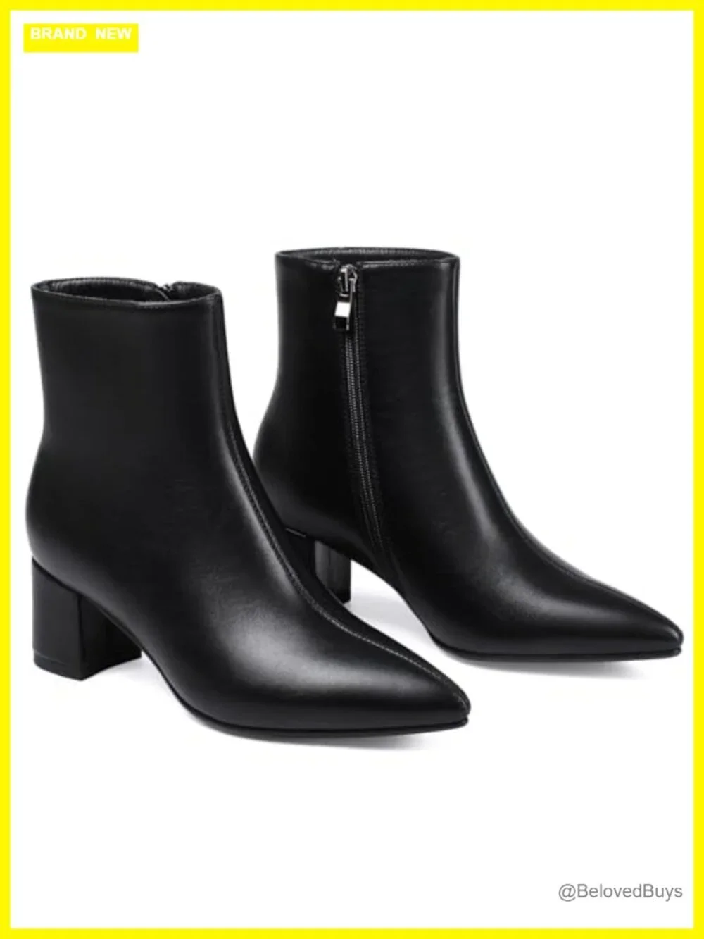 Women's Ankle Boots Pointed Toe Chunky Block Heel Short Booties Low Heeled