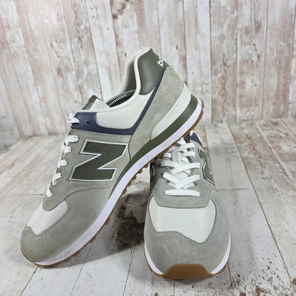 New Balance 574 Mens Sneakers Grey Olive Green U574FOD Low Top Shoes Size 12