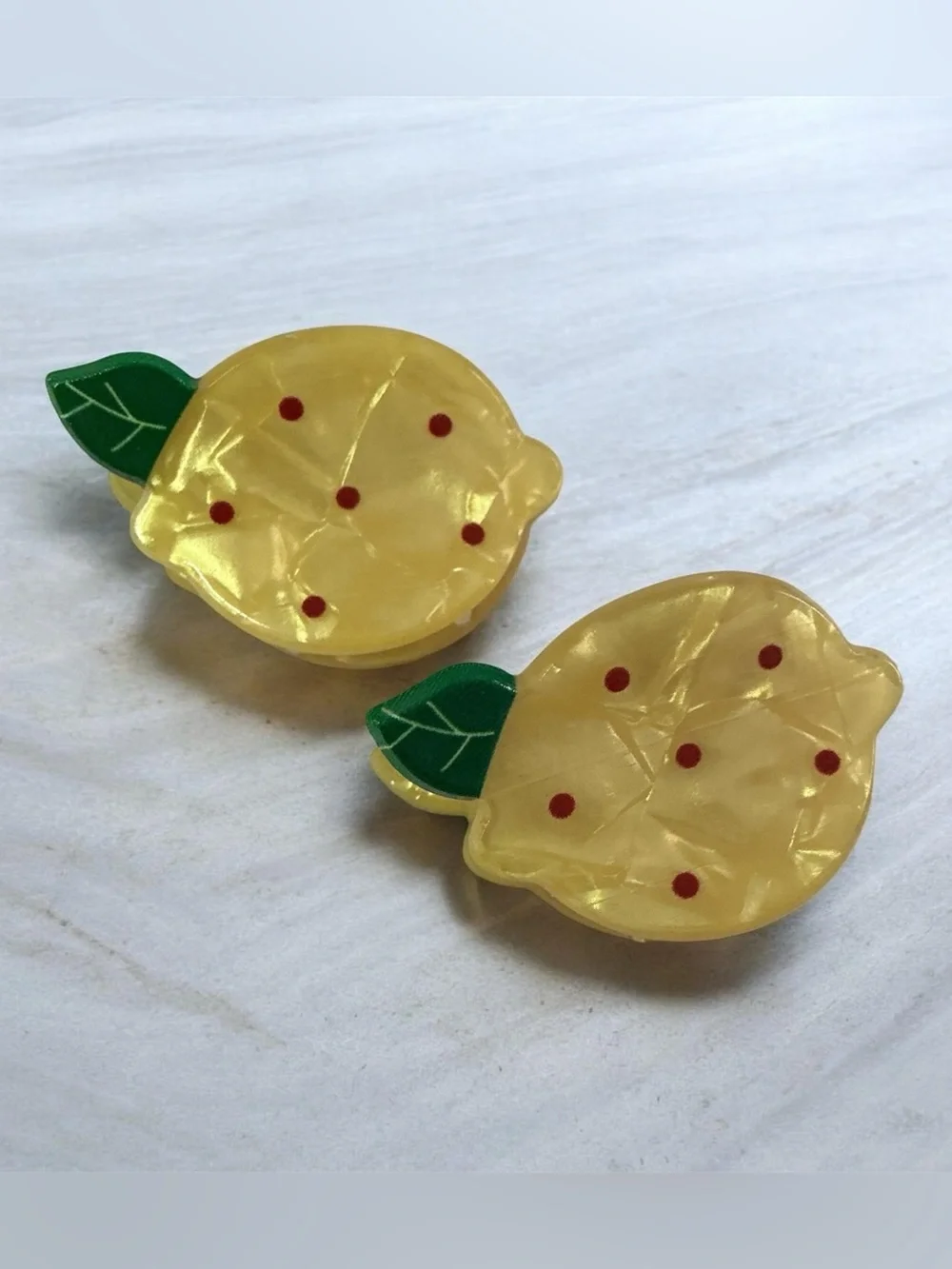 Lemon Acrylic Hair Claws Set of 2 - Yellow 1 1/4”