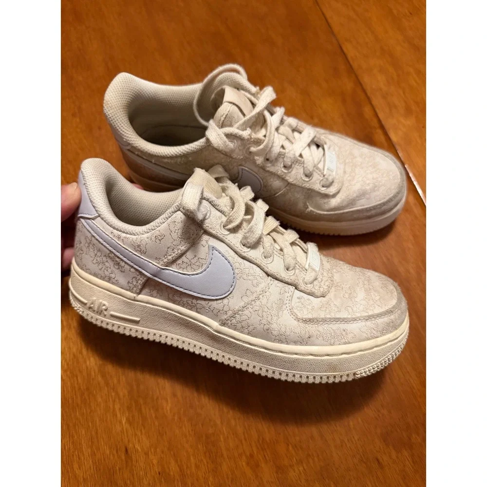 Nike Air Force 1 Low Floral Brocade‎ Cream Tan Shoes DR6402-900 Womens 5
