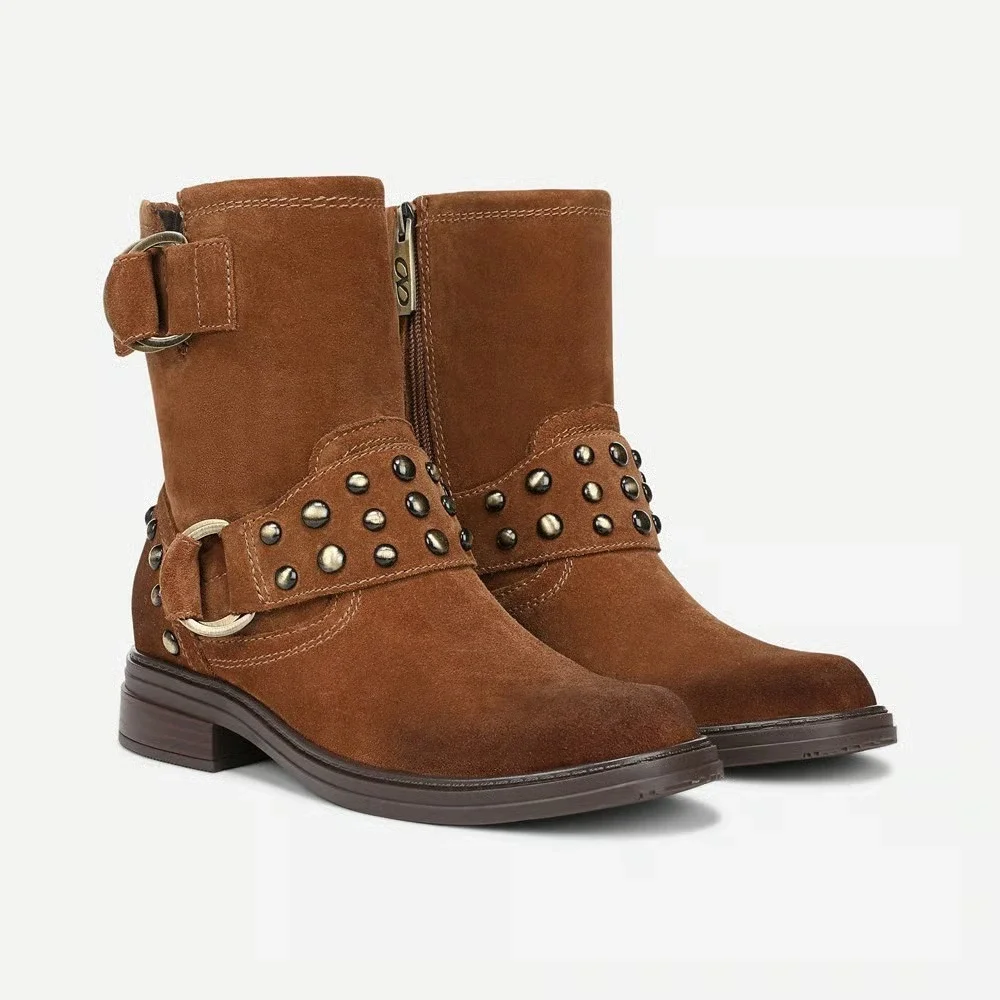 Naturalizer Womens Optimus Fashion Boot Dark Chestnut Brown Stud Suede 8.5 M