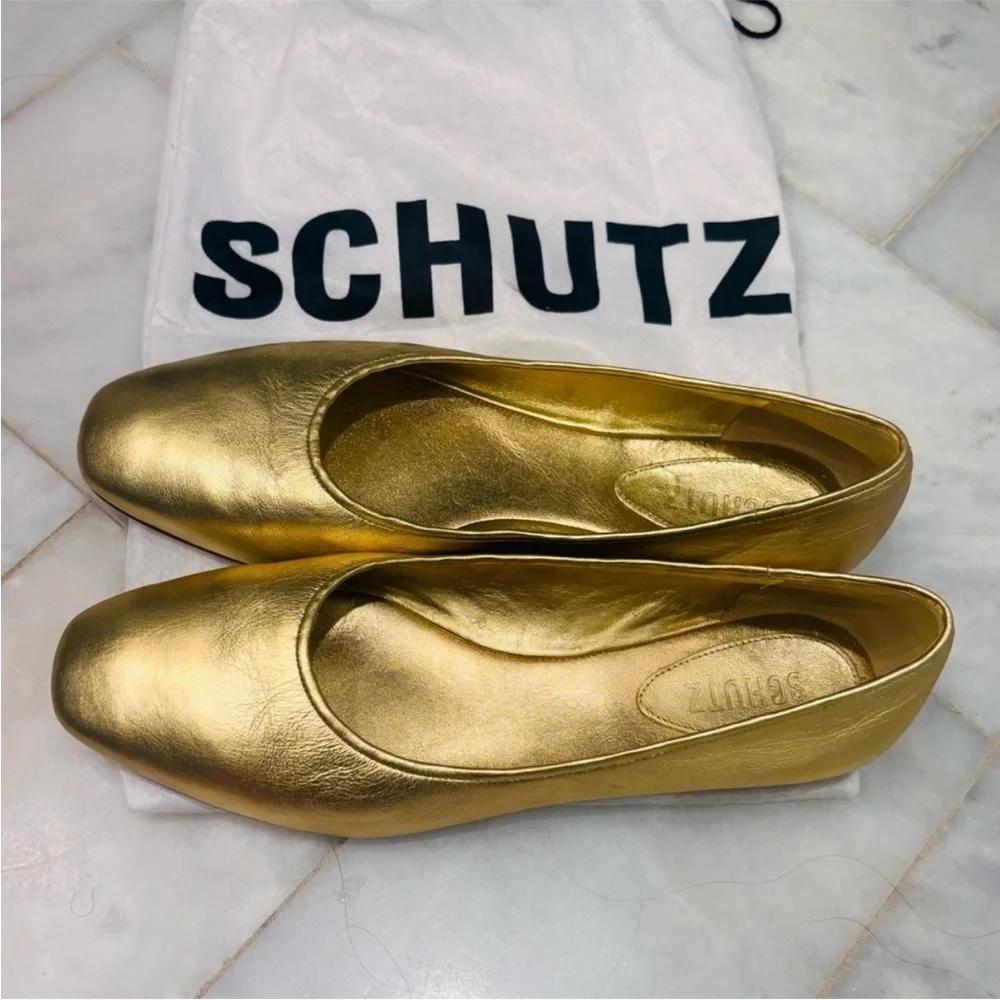⛱️🔥Schutz - Gold Touro Ballet Flats - 9.5