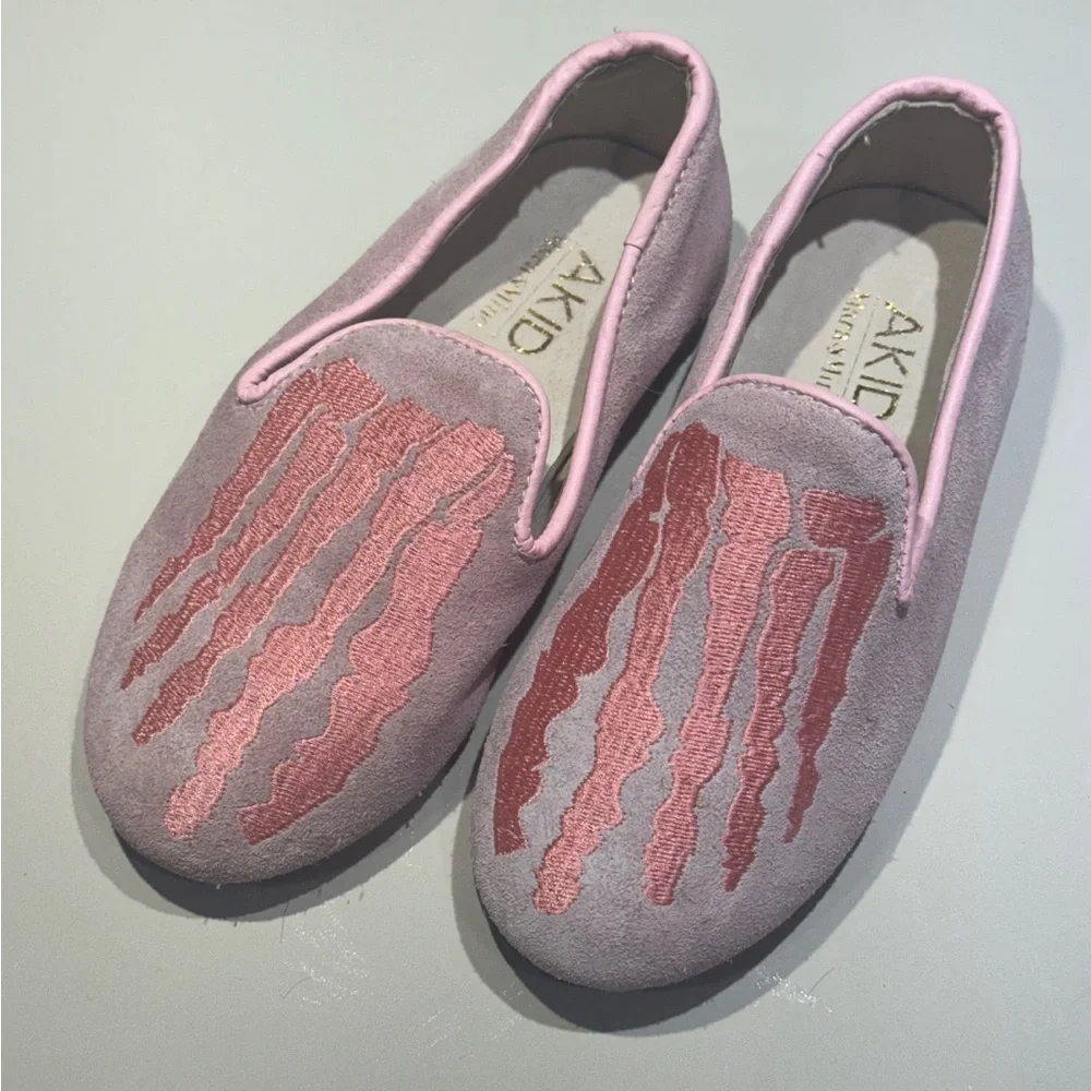 AKID Pink Suede Skeleton Loafers, Great Condition, Size 10. HTF Loafers Preppy