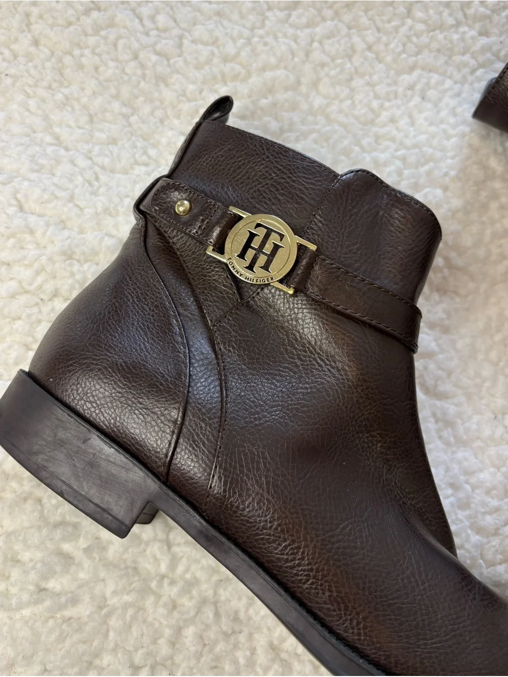 Tommy Hilfiger Women Dark Brown Faux Leather Ankle Boots