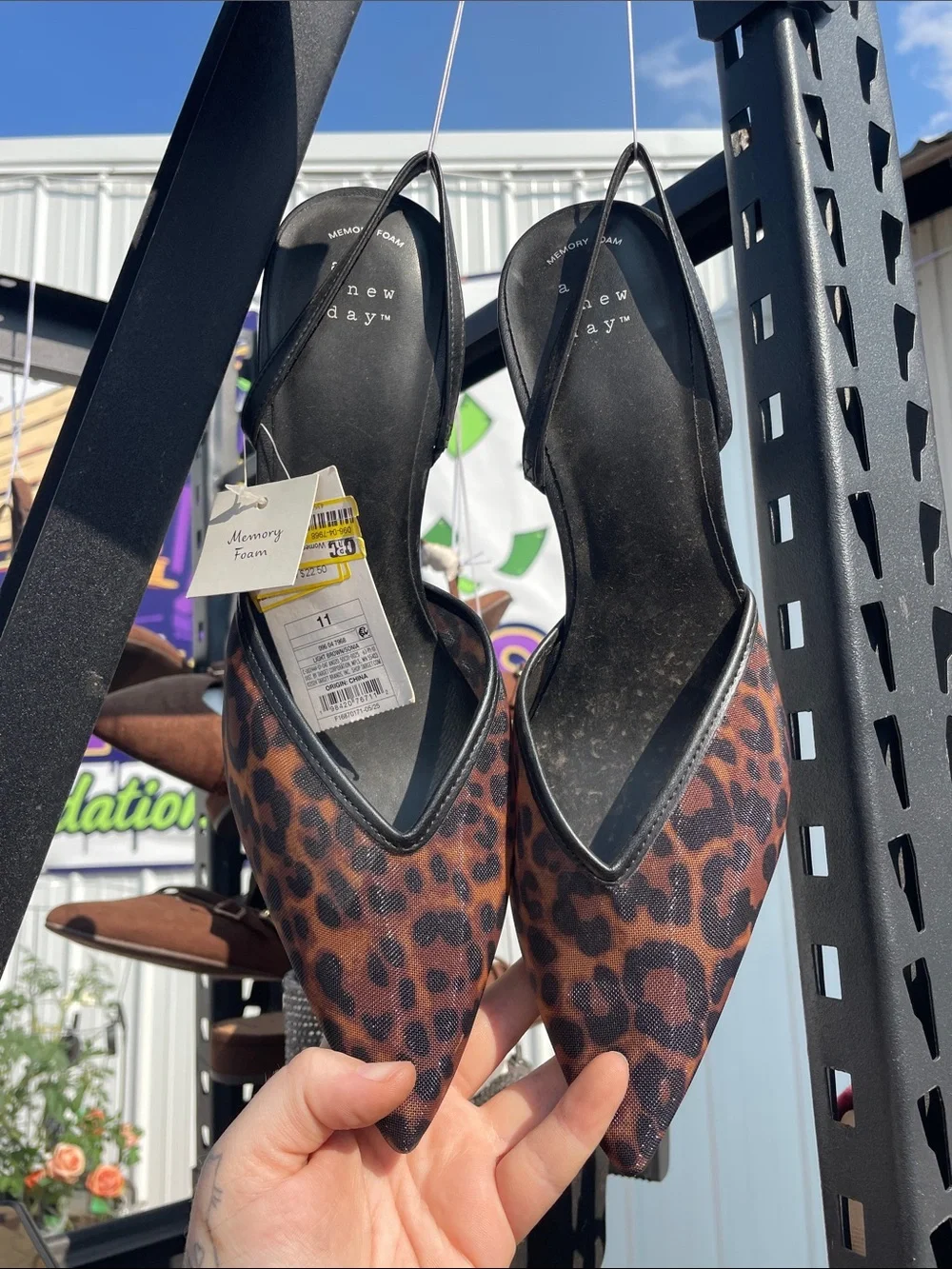 a new day Leopard Print Pointed Slingback Flats - Brown/Black