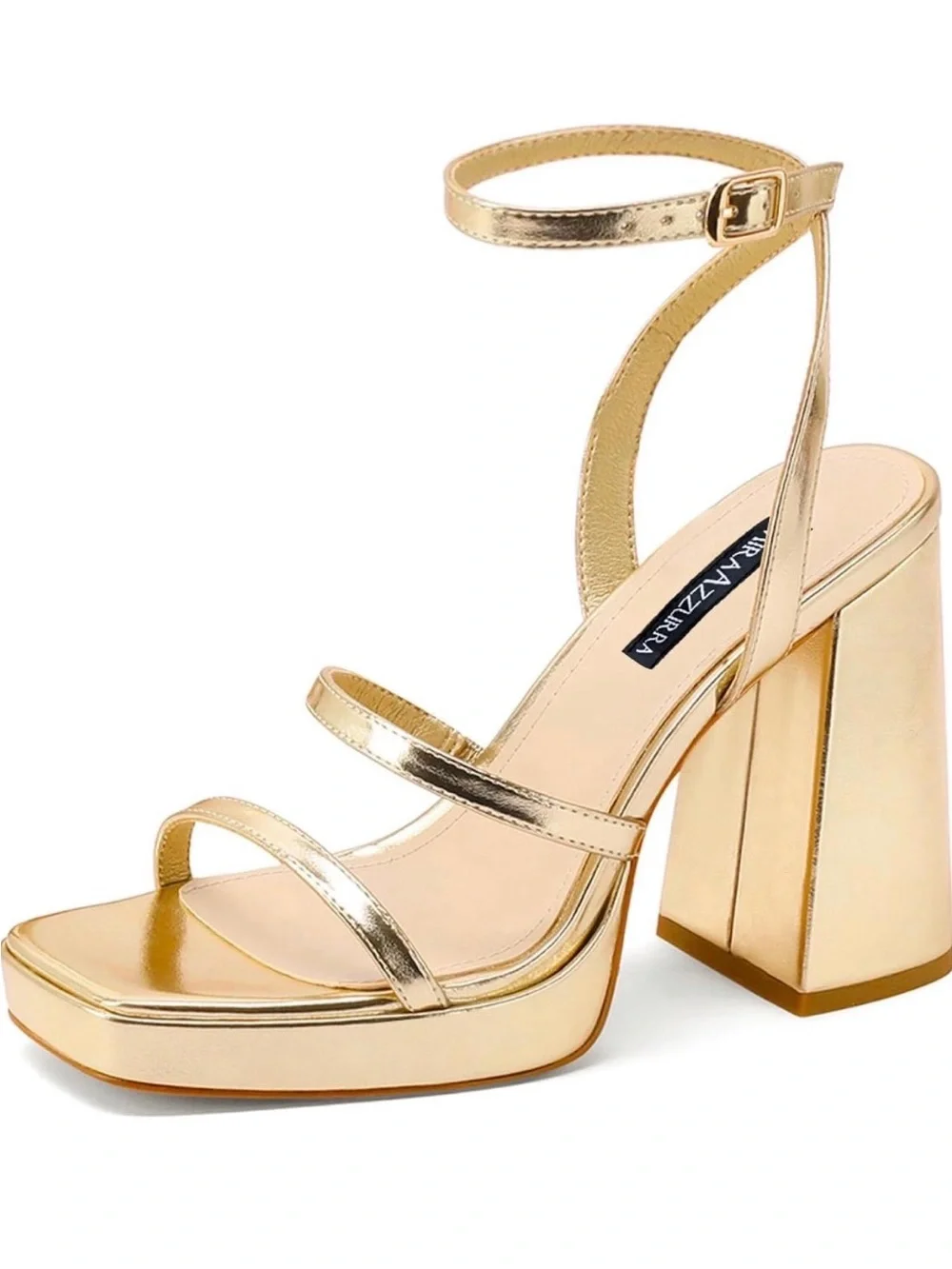 MIA Gold Metallic Platform Ankle-Strap Sandals