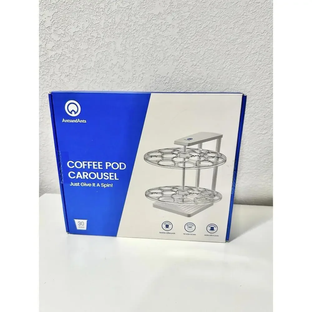 Ananda’s - Coffee Spinning Carousel Plastic White/Clear NEW in Box, 30 Pods