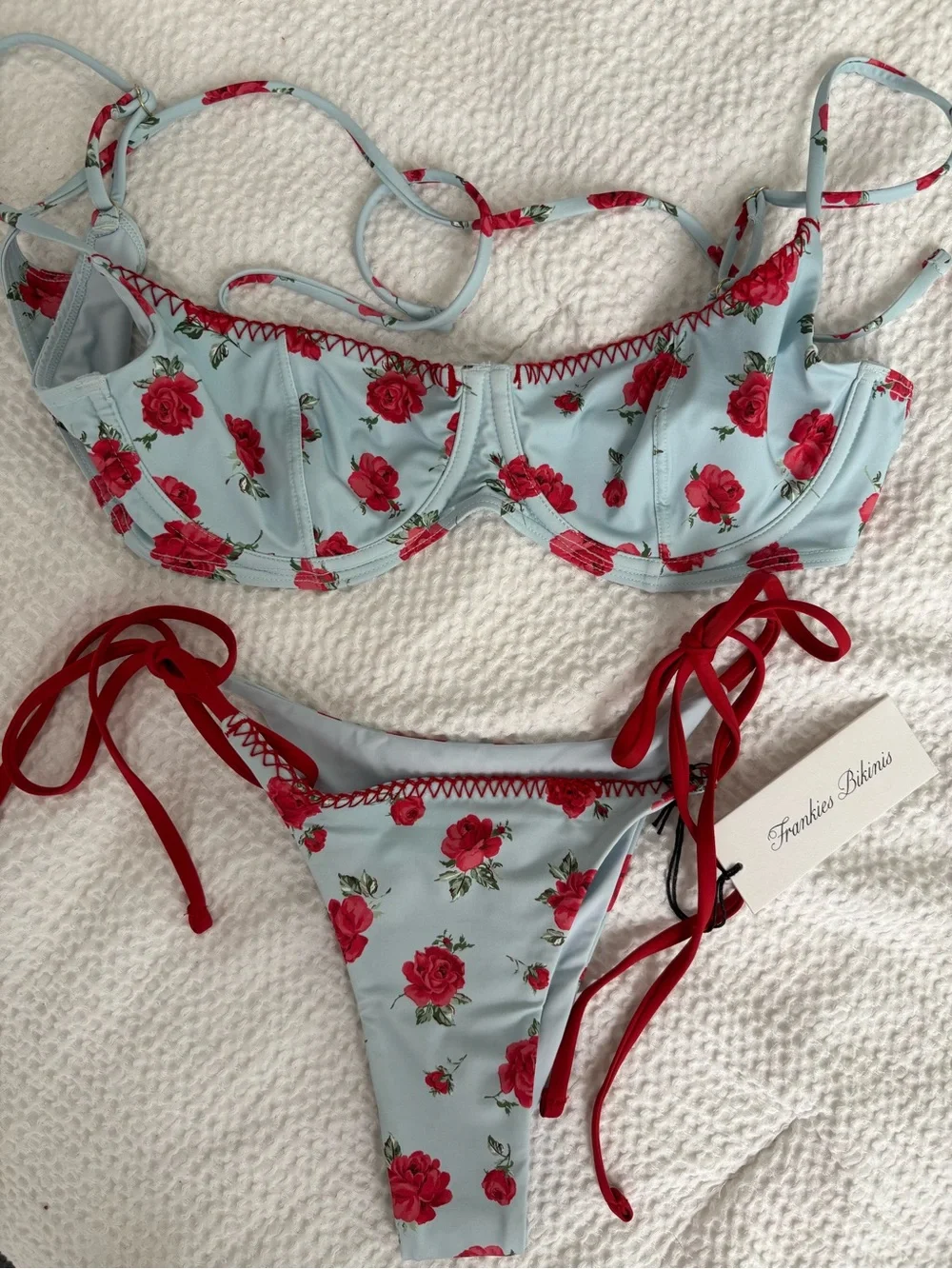 Frankie’s Bikini Rosewater Set Top Medium Bottoms Large