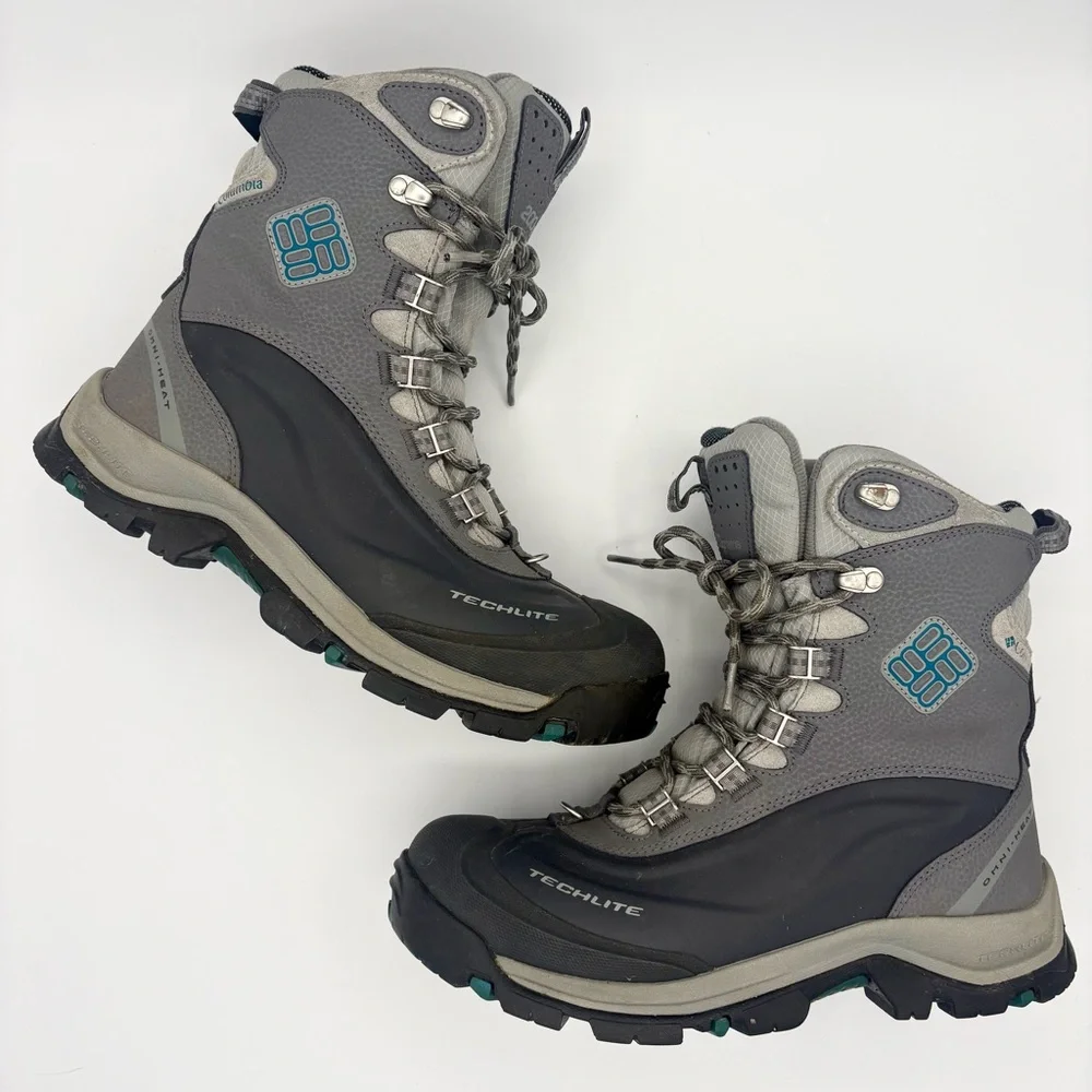 COLUMBIA BUGABOOT Plus III OMNI-HEAT Women’s Waterproof Winter Boot Shale Aqua 9