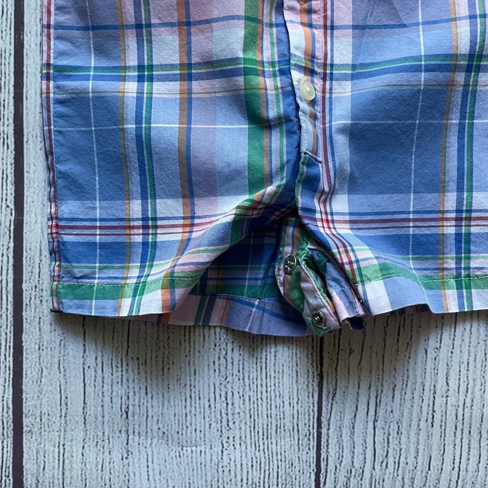 Ralph Lauren Blue Plaid Button Down Romper Size 3 months