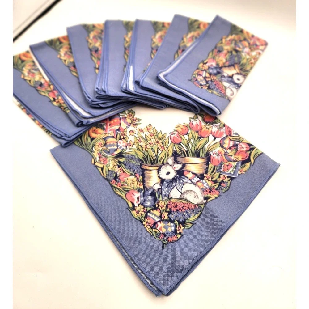 Bardwil Linens Easter Dinner Napkins Poly Blend 8 pieces c1980 Taiwan 17