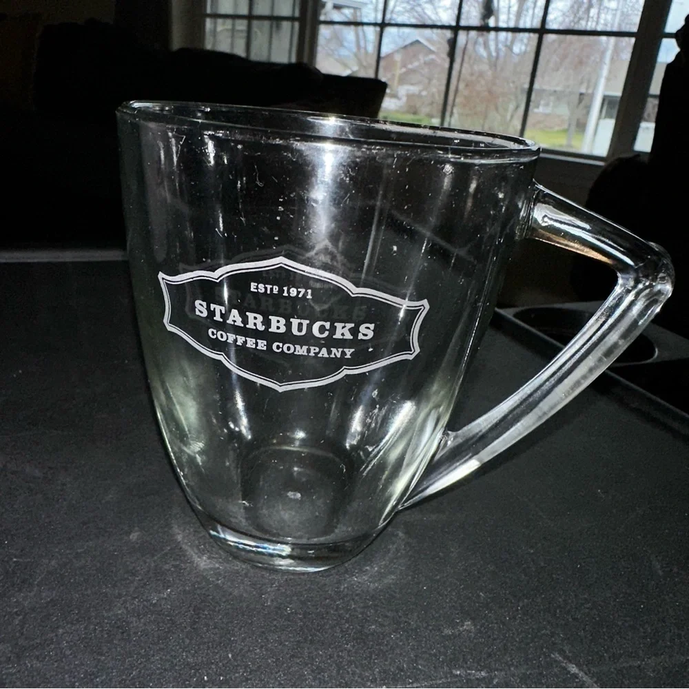 Starbucks Coffee Company est 1971 Clear Glass Coffee Mug Cup
