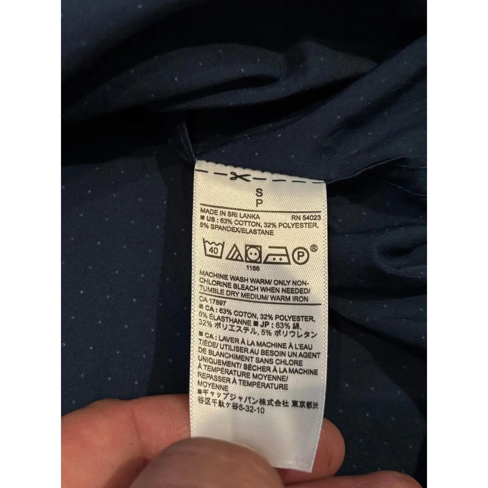 Banana Republic Mens Slim Fit Performance Shirt Navy Blue Dot Stretch Small