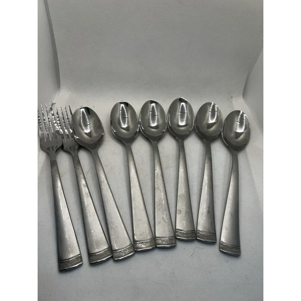 8 piece spoons forks Cambridge  Stainless Flatware Silverware gratitude sand