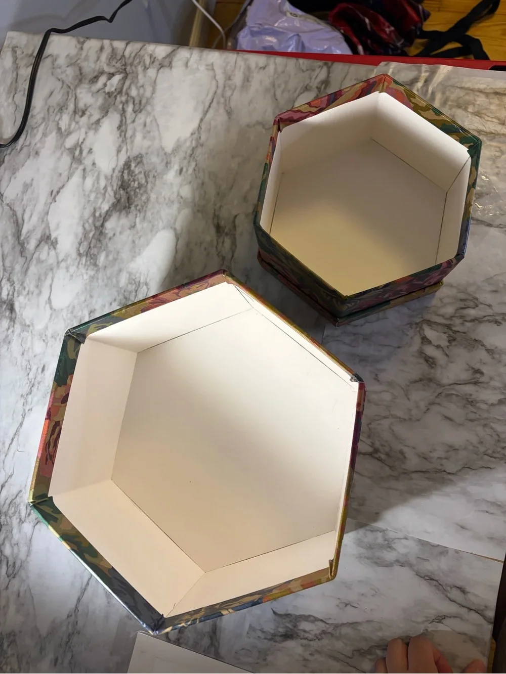 Bundle of retro Vintage Floral Decorative Storage Boxes - Multicolor