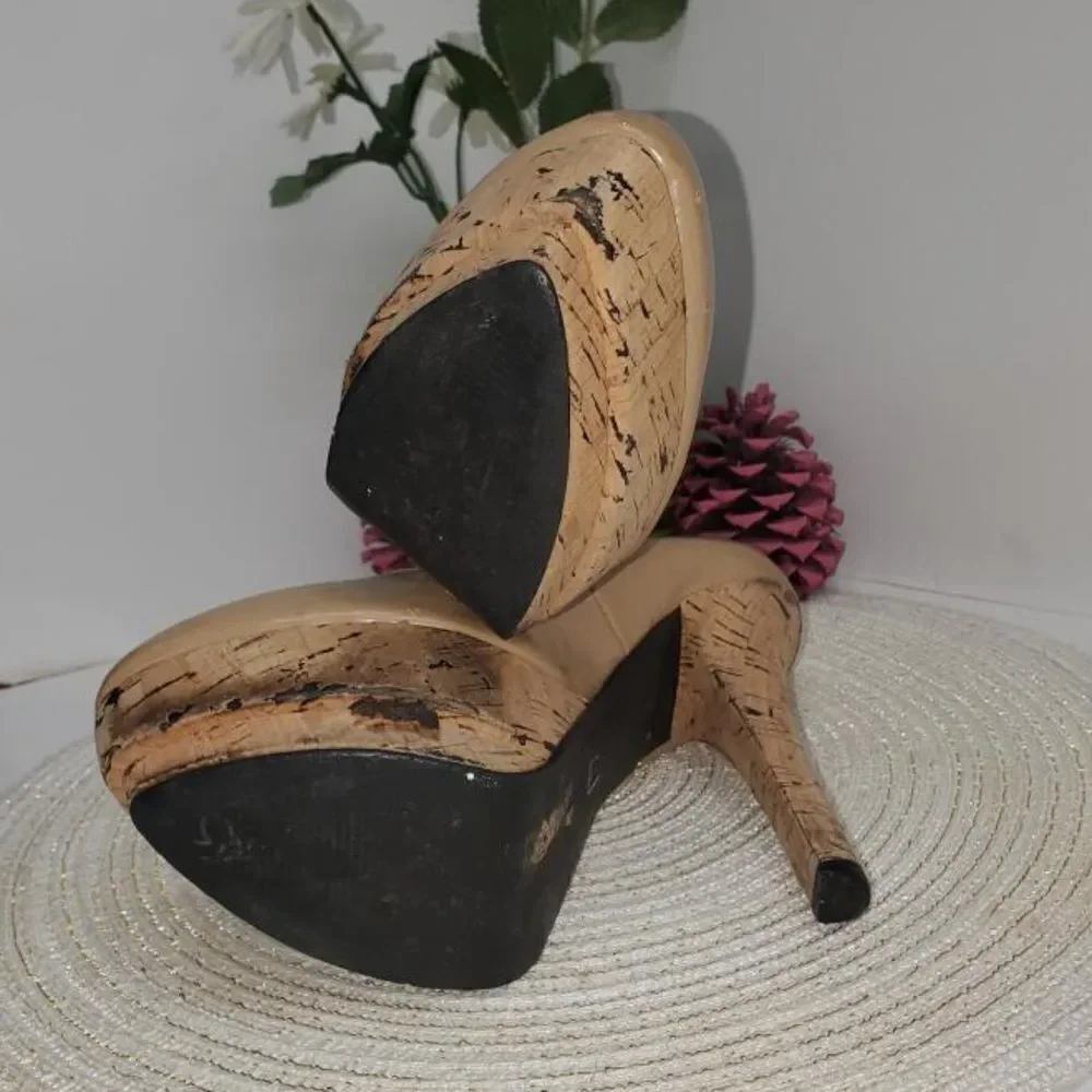 🔥4/$25 MICHAEL ANTONIO TAN CORKSCREW PLATFORM HIGH HEELS, 7.5