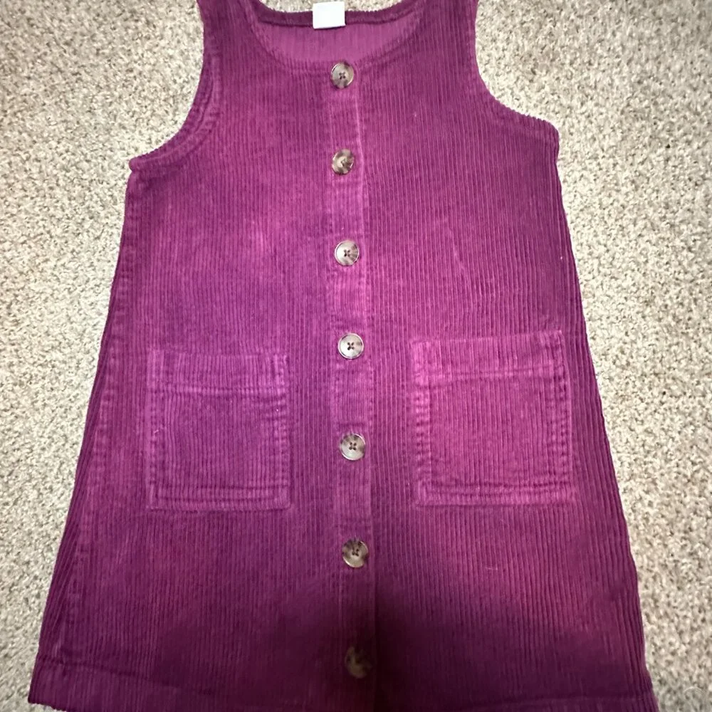 Gap Kids Girls Jumper SZ 4T 4 years PLUM CORDUROY front buttons & pockets