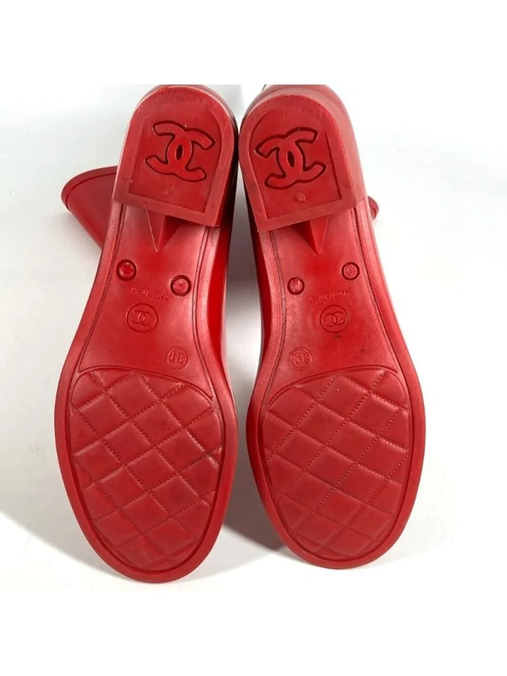 Chanel Rain Shoes Camellia CC Logo Rubber