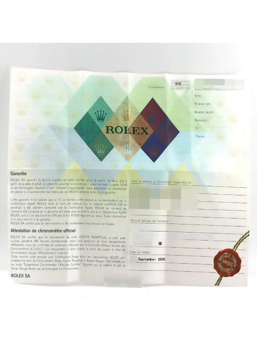 Rolex item code