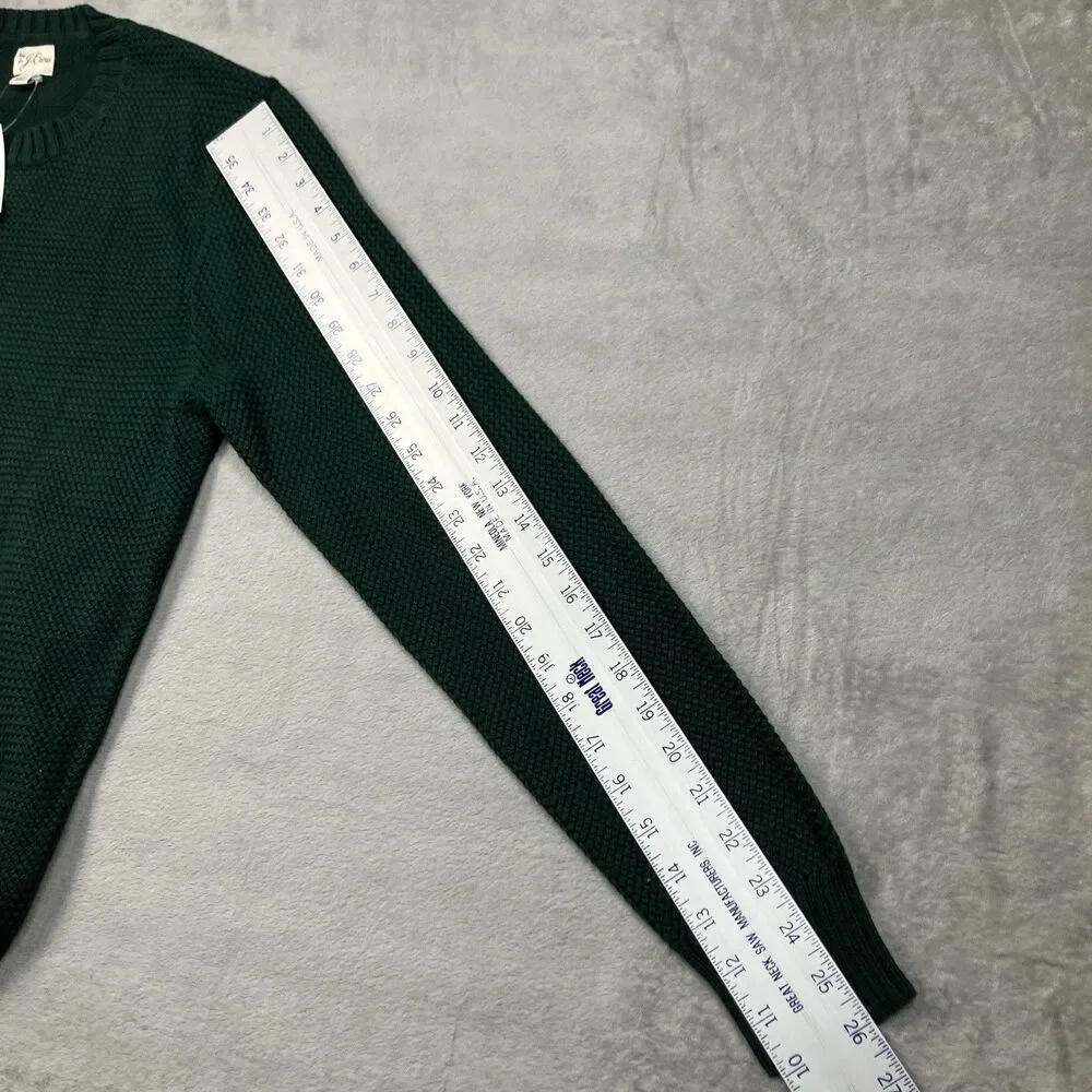J Crew Sweater Mens S Green Crewneck Premium Basket-stitch Cotton Smart Casual