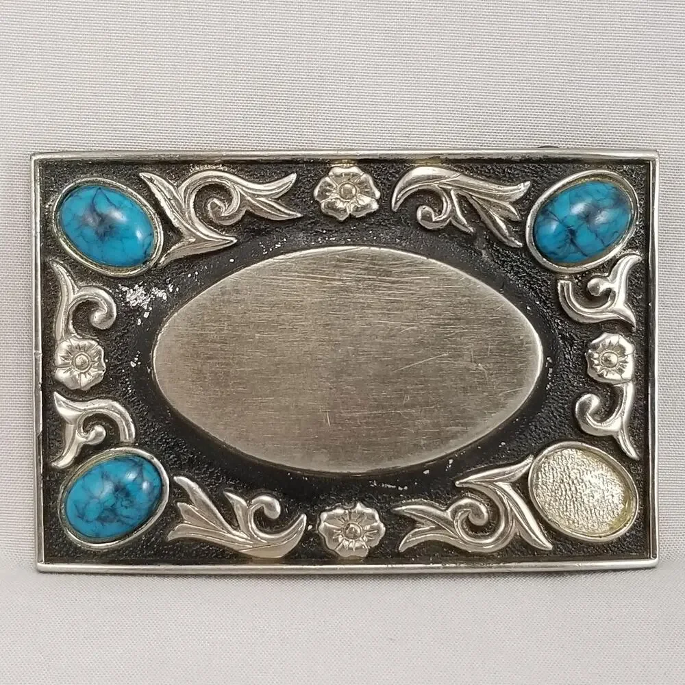 Vintage Belt Buckle Women's Western Filigree Blue‎ Turquoise Small Pieces