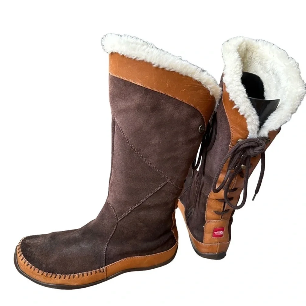 The North Face Womens Janey Lace Up Suede Leather Winter in Dark Brown Size 10