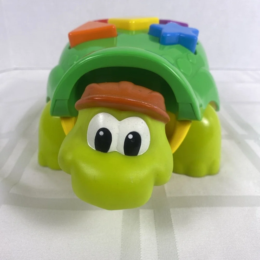 Vintage 2002‎ Fisher Price Tappy the Green Turtle Shape Press Baby Toy