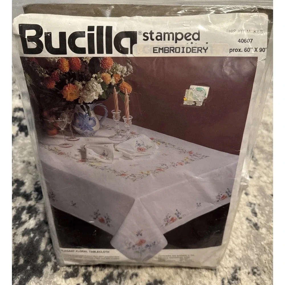Bucilla Floral White Stamped Embroidery 60