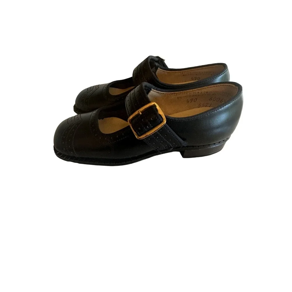 Vintage Mother Goose Shoes Black‎ Leather Mary Janes Size 6 Original Box