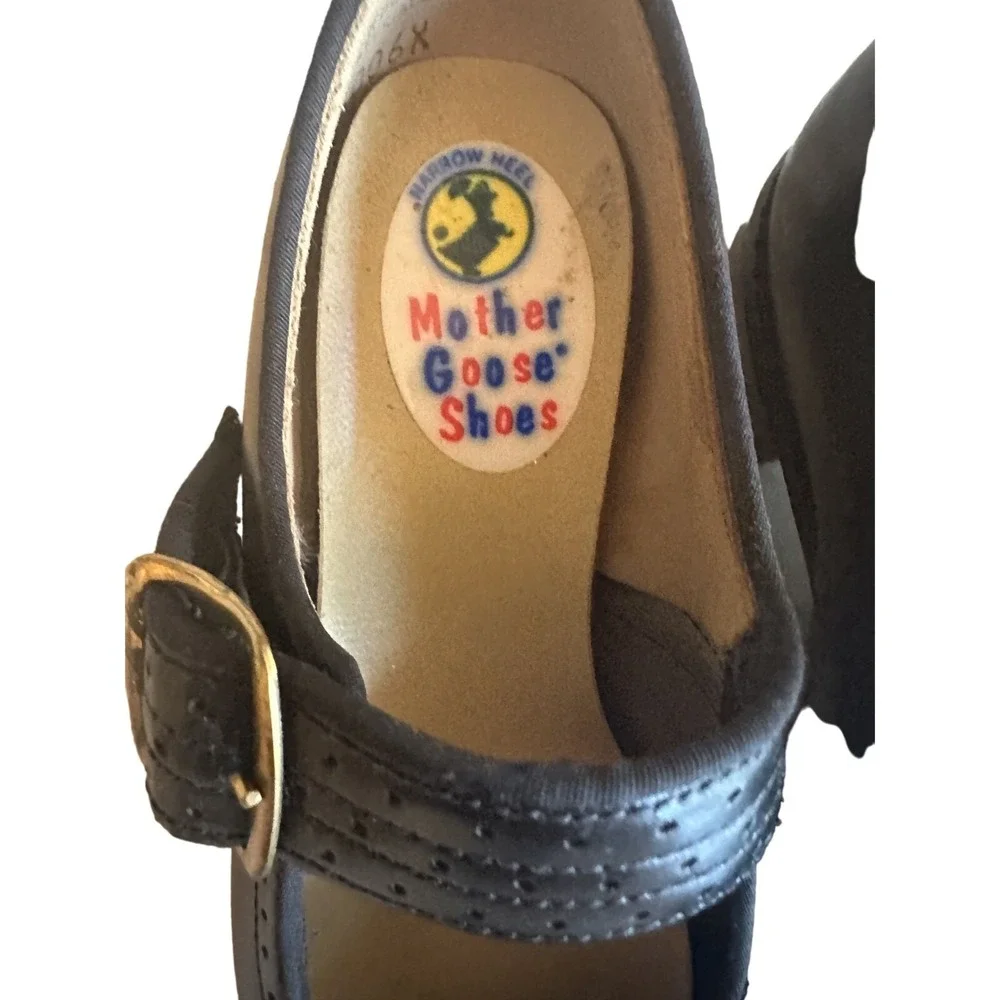 Vintage Mother Goose Shoes Black‎ Leather Mary Janes Size 6 Original Box