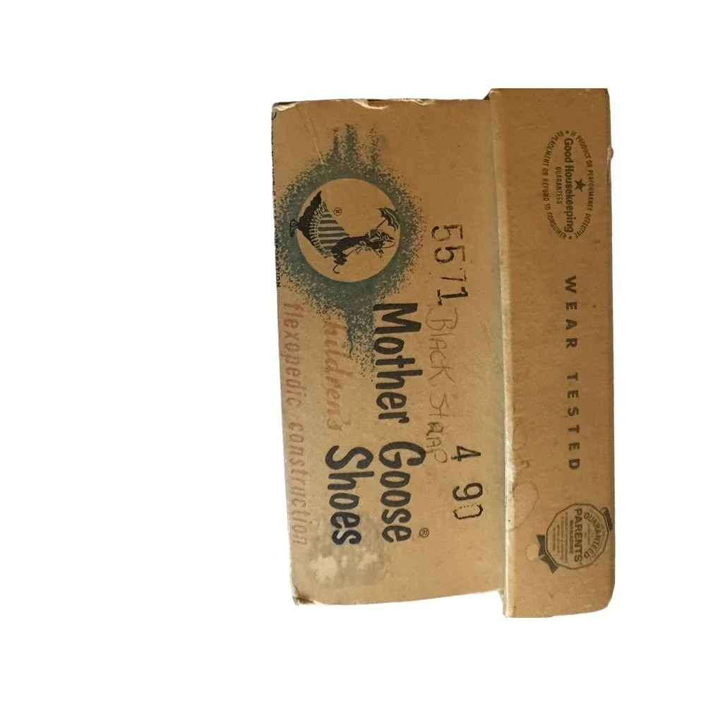 Vintage Mother Goose Shoes Black‎ Leather Mary Janes Size 6 Original Box