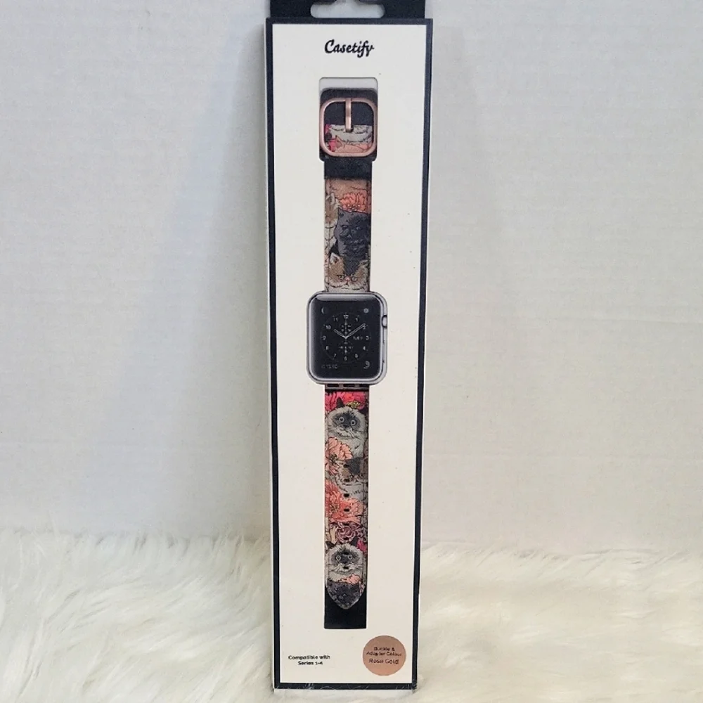 CASETIFY Bracelet Apple Watch‎ Band with Cat Theme Pattern Series 1-4 NWOT