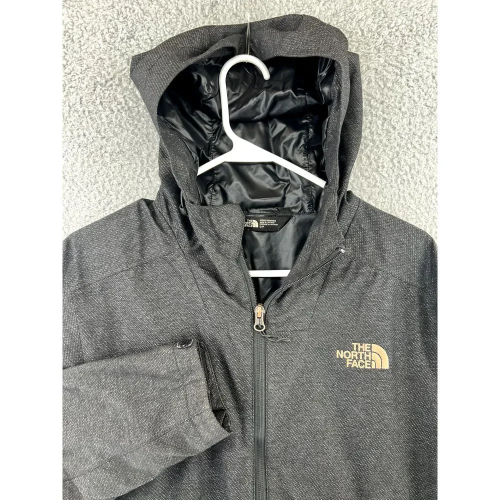 THE NORTH FACE Hoodie Jacket Mens Size S/P Full Zip‎ Black Leather Patch Logo