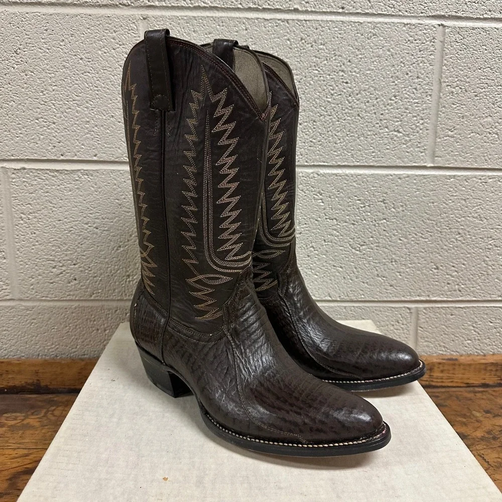 New Cowtown‎ Boots Handmade Western Boots Mens Size 10.5D Brown Leather