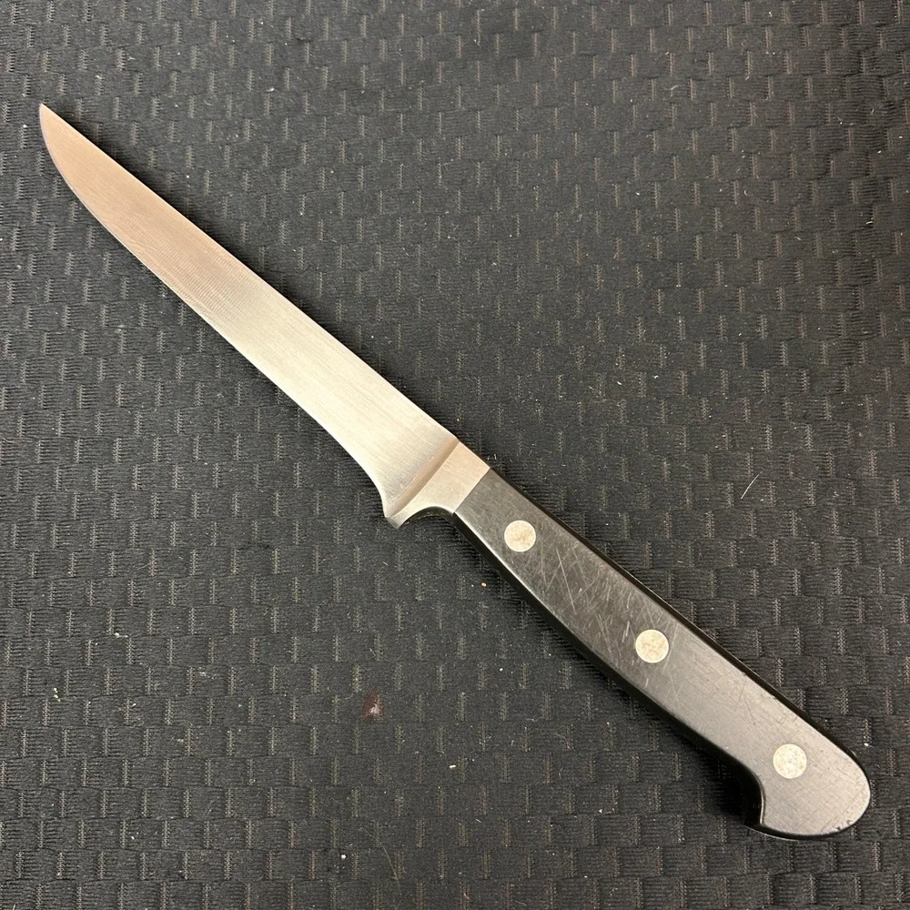 Vintage Full Tang‎ Boning Knife 5 inch Stainless Steel Triple Rivet Black Handle