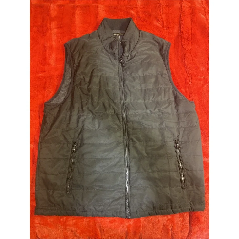 Banana Republic Vest Mens Medium Black Lined‎ Sleeveless Jacket Casual Full Zip