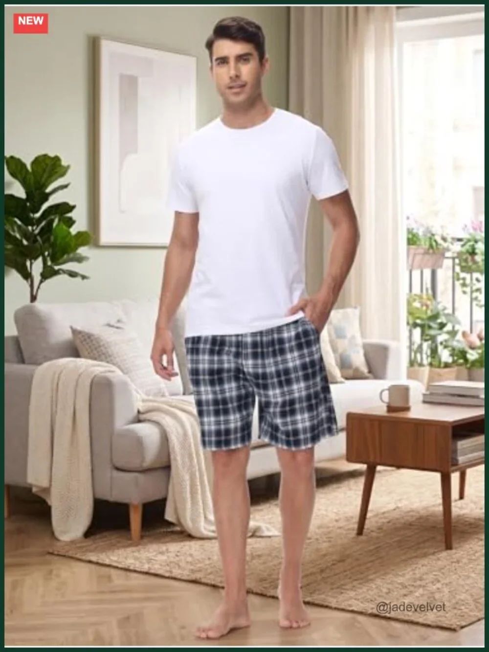 Cotton Plaid Woven Pajama Shorts with Pockets Button Fly 3-Pack Sleepwear