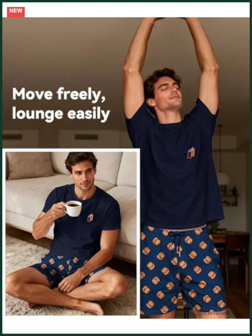 Men's Soft Pajama Set 2 Piece PJs with Pockets Short Sleeve