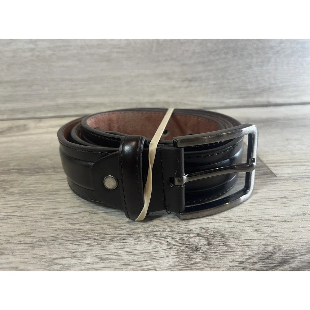 Genuine Leather Italian Style Mens Belt Buckle Brown‎ Size 38