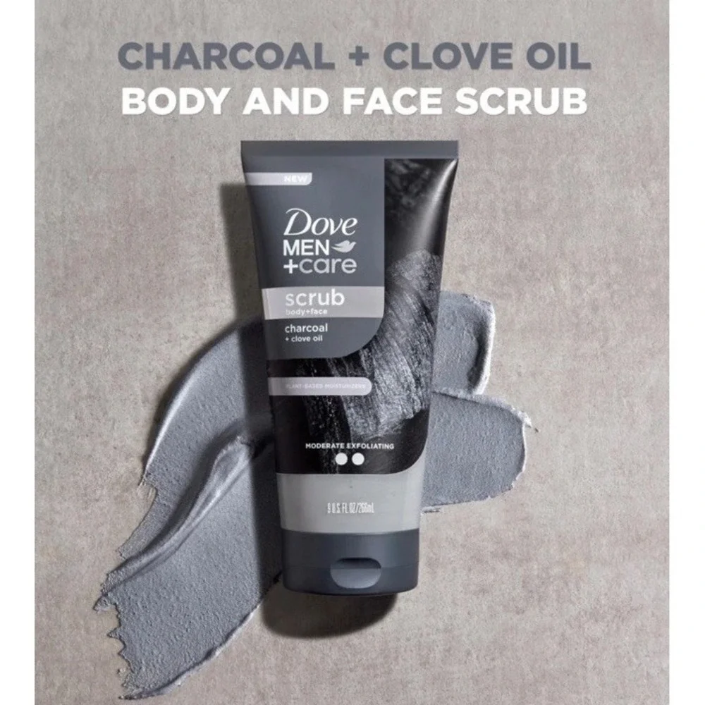 DOVE MEN + CARE Body and Face Scrub Charcoal & 9‎ Ounce (Pack of 1), Grey