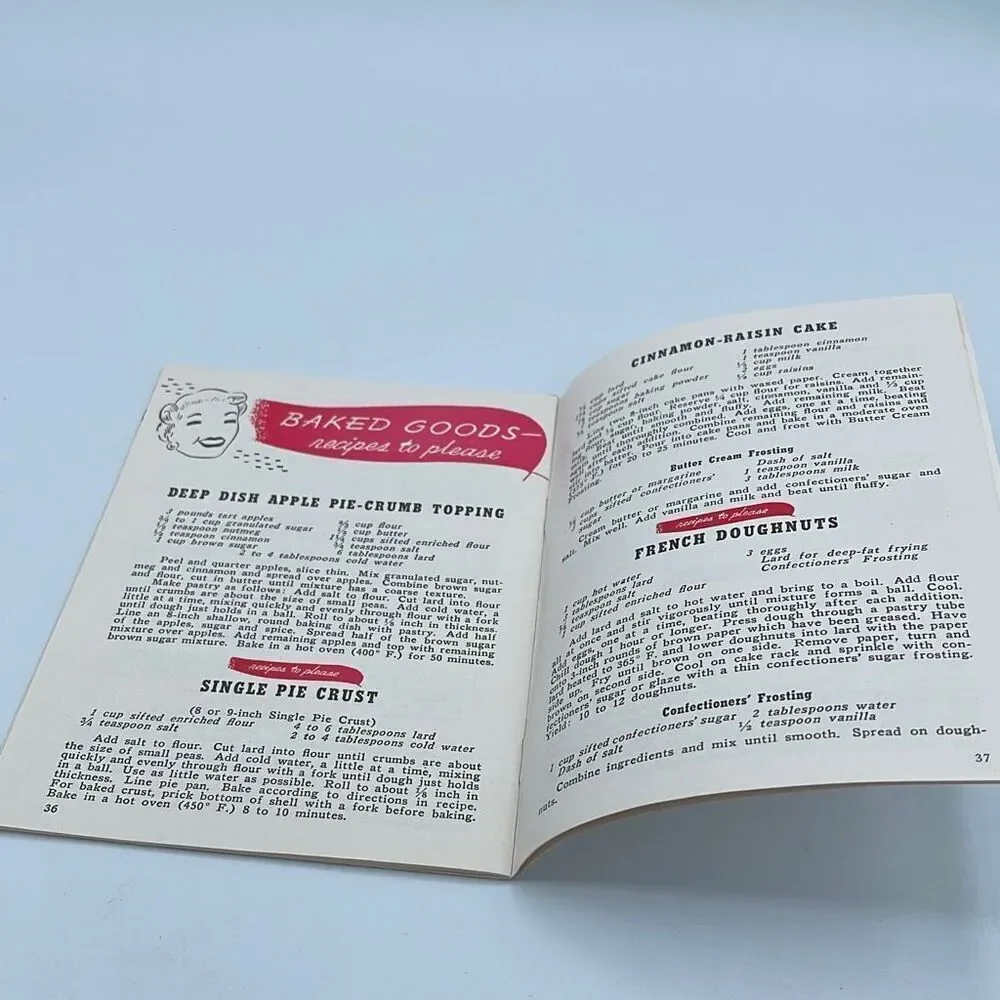 Meet recipes to please ! Vintage ephemeral Small cookbook with menus. 1954-55