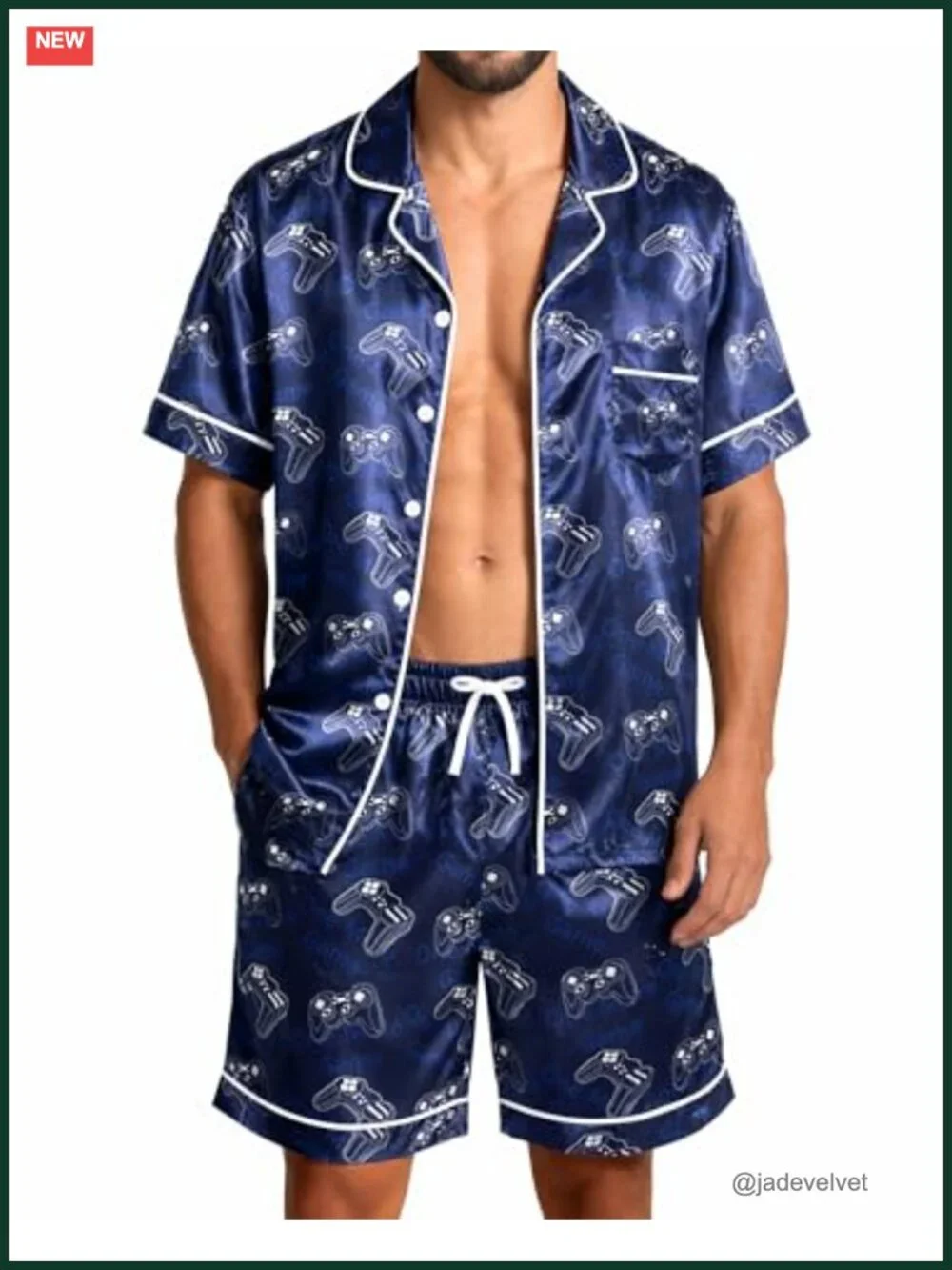 Satin Silky Pajamas Set Short Sleeve Button Down Sleepwear 2 Piece Loungewear