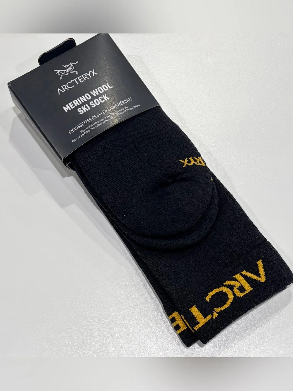 Arc’teryx Men's Large Merino Wool Ski Sock Black NWT Snow Snowboard Cushion