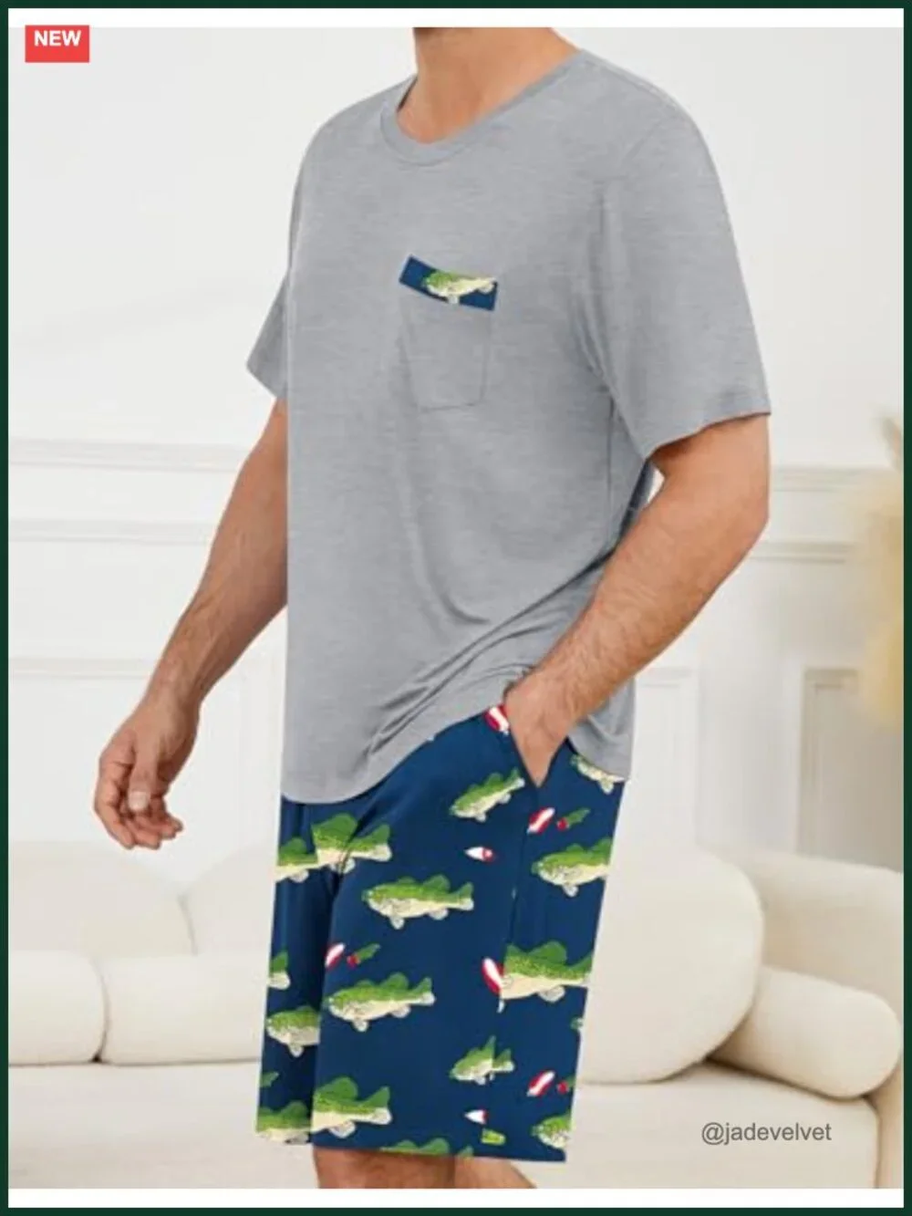 Men's Short Sleeve Pajama Set 2 Piece Loungewear Sleepwear Polyester