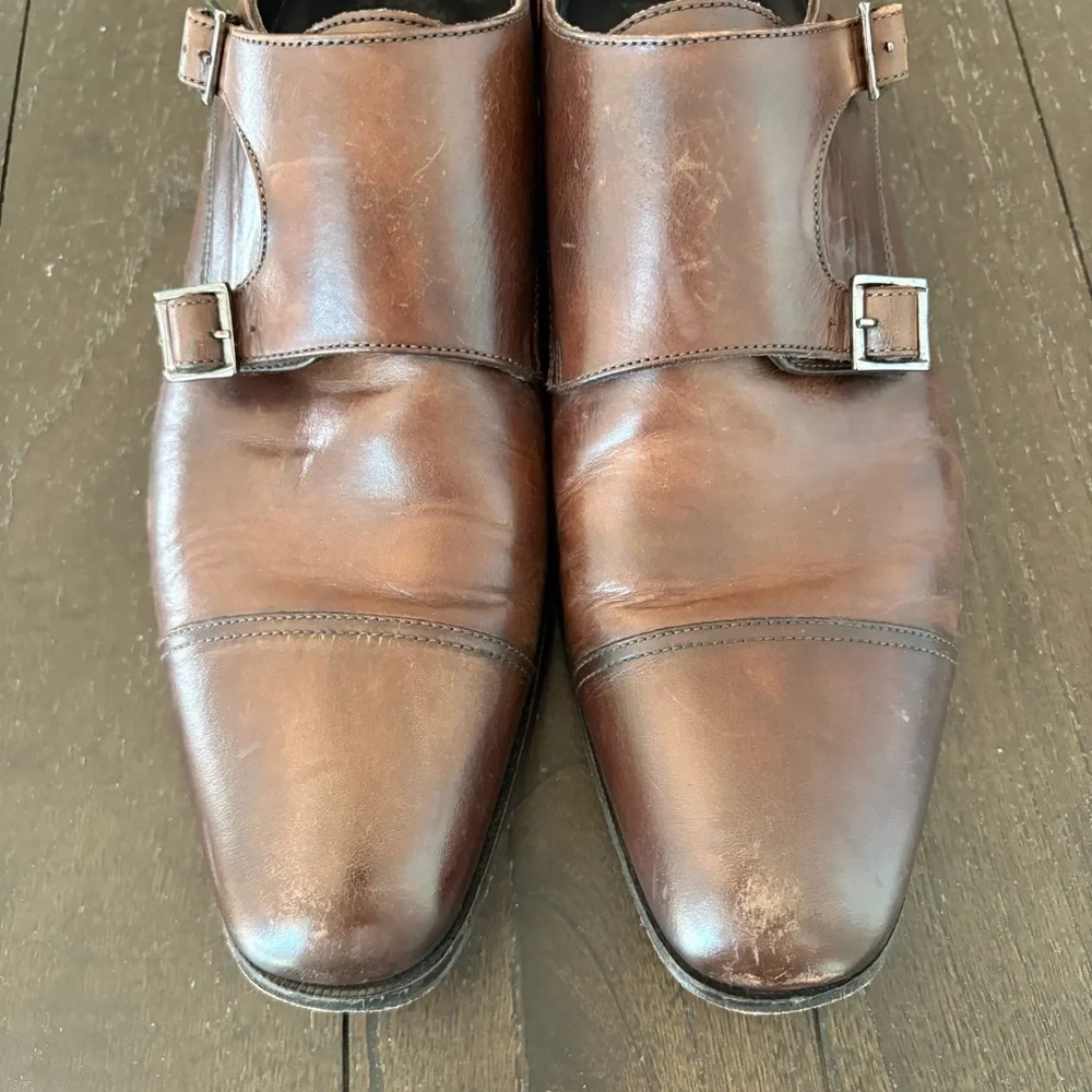 To Boot New York Grant Brown Calf Double Monkstrap Shoes Brown Size‎ 9.5