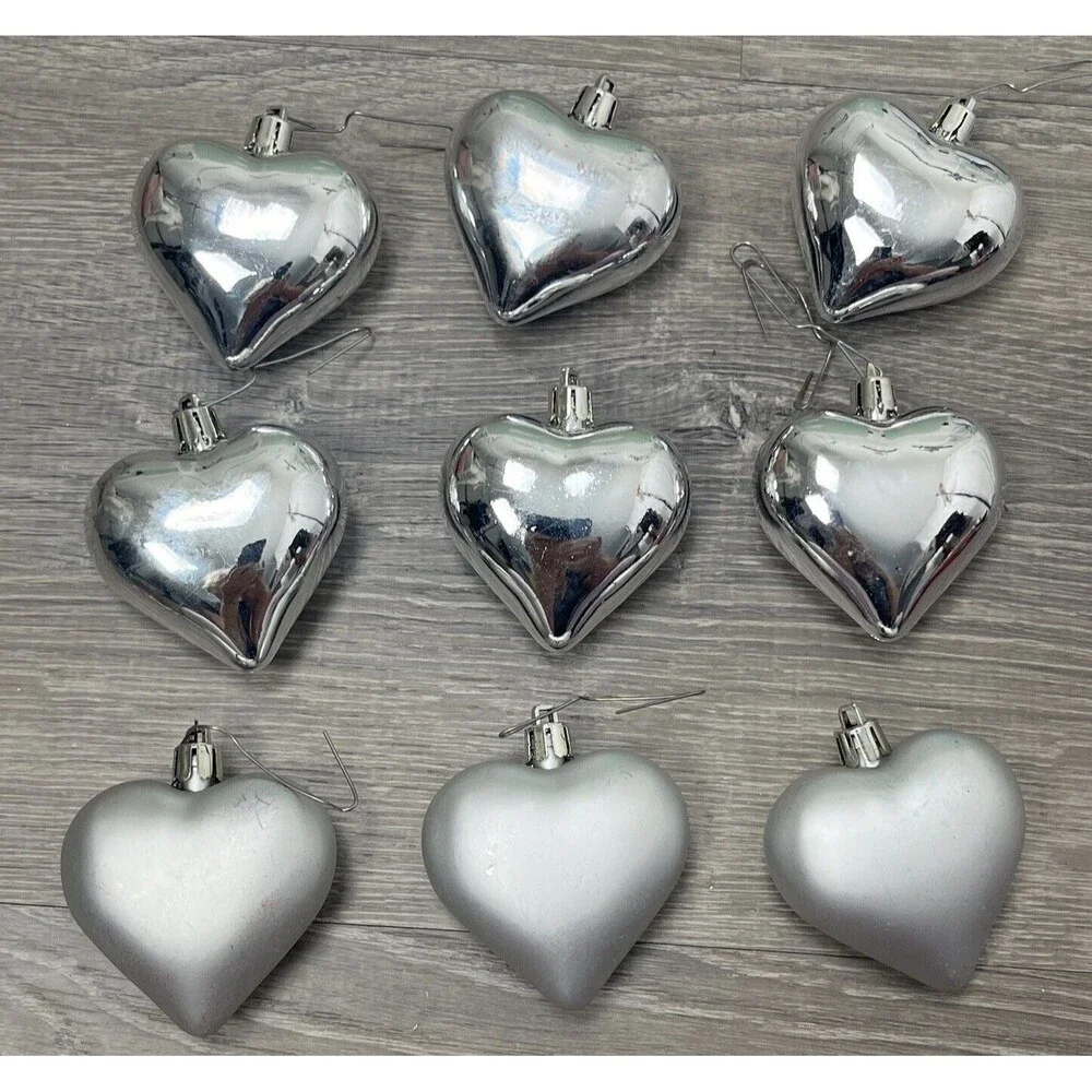 Christmas Ornaments Hanging Tree Set 9 Ikea Silver Heart Lot Xmas Holiday‎ Decor