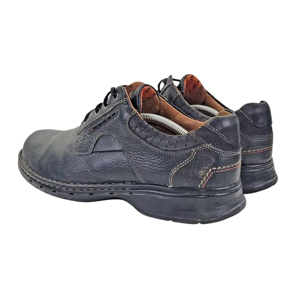Clarks Unstructured Un.Ravel Men's Black Leather Lace Up Oxfords Shoe Sz 11.5‎ W
